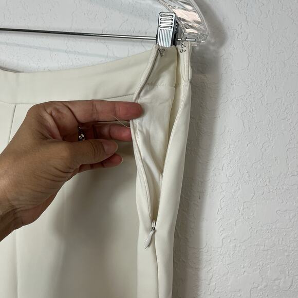 Badgley Mischka Ivory Trousers fully Lined Size 12 Made in USA fully lined - Picture 4 of 8